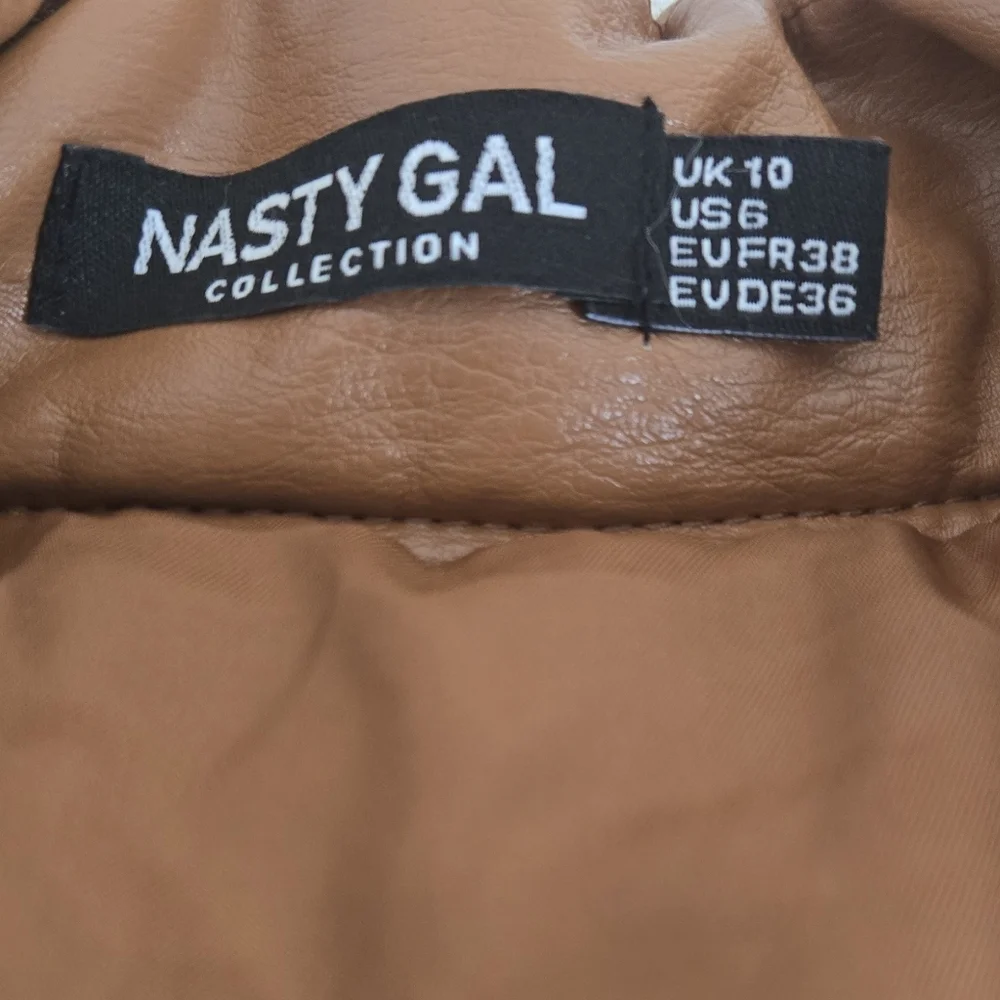 Nasty Gal Tan Quilted Leather Jacket - Picture 12 of 13